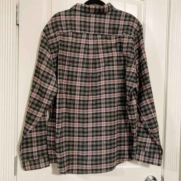 EDDIE BAUER Grey red black button-down plaid flannel shirt ~ XL 1X XXL 2X top - Picture 9 of 9